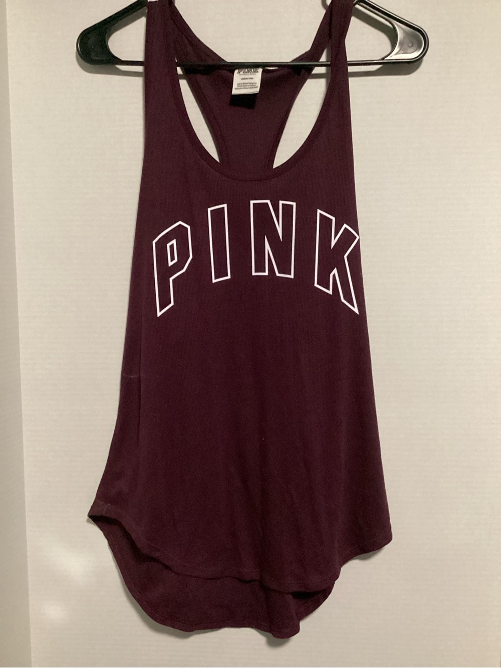 PINK Victoria's Secret Maroon Racerback Tank with White Logo